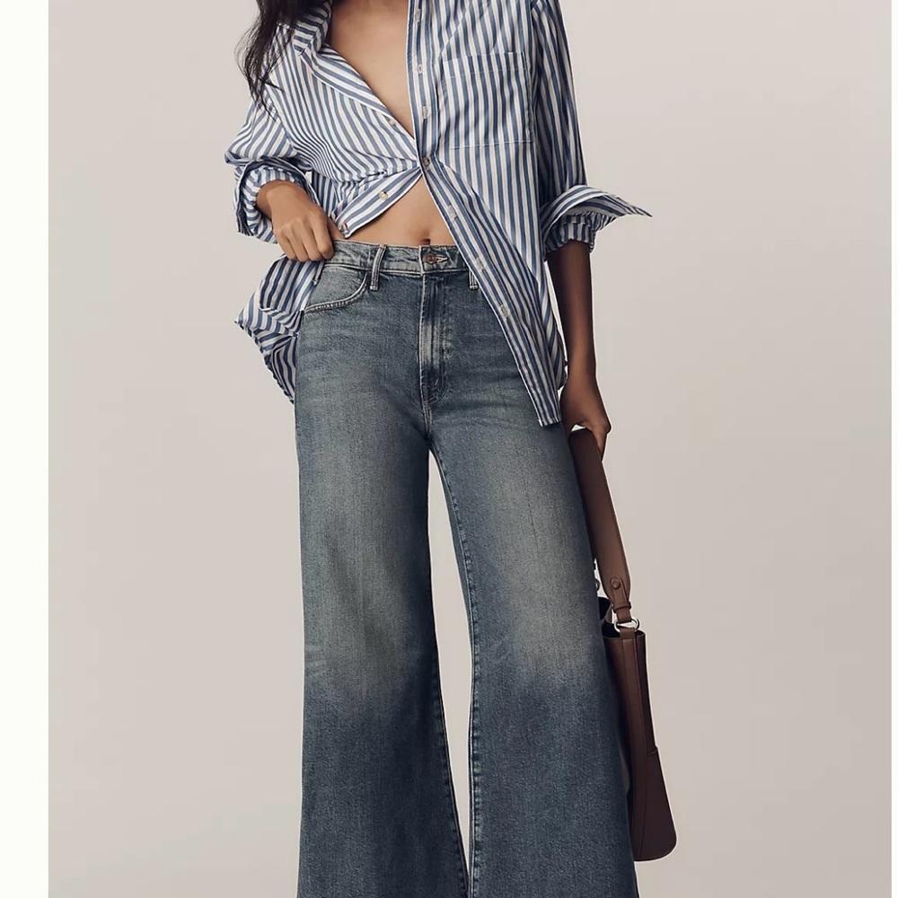MOTHER THE HUSTLER ROLLER ANKLE HIGH-RISE WIDE-LEG JEANS